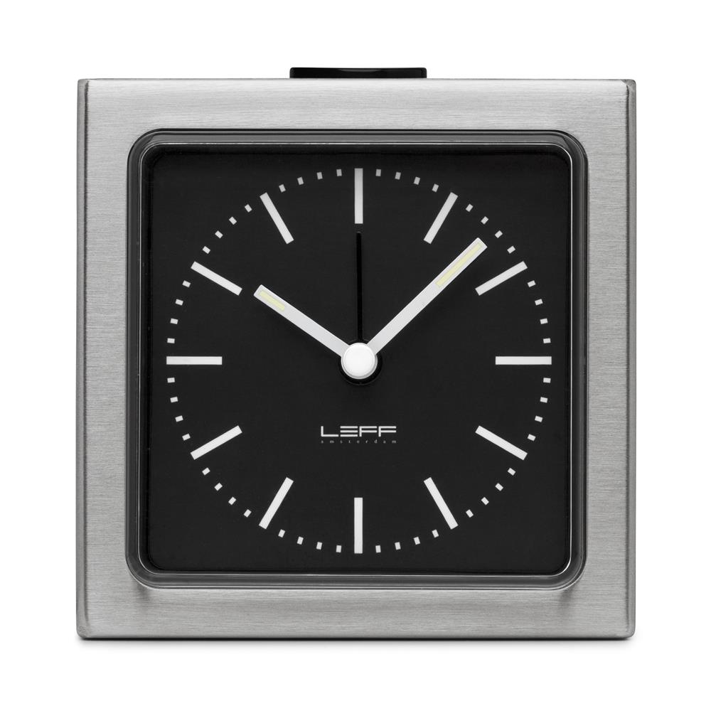 Leff Amsterdam LT90101 Sheng Bang wall/desk alarm clock block stainless steel black index